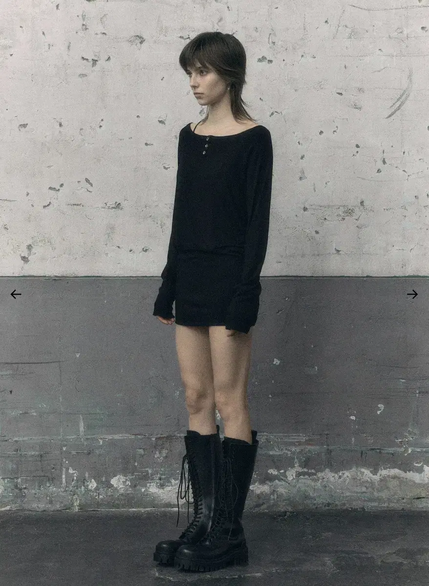 보헤미안서울 LOOSE BOAT NECK DRESS, BLACK